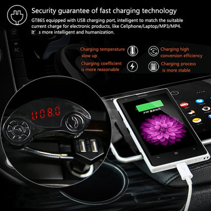 GT86 Dual USB Charger Car Bluetooth FM Transmitter Kit, Support LCD Display / TF Card Music Play / Hands-free(Black) - Bluetooth Car Kits by PMC Jewellery | Online Shopping South Africa | PMC Jewellery | Buy Now Pay Later Mobicred