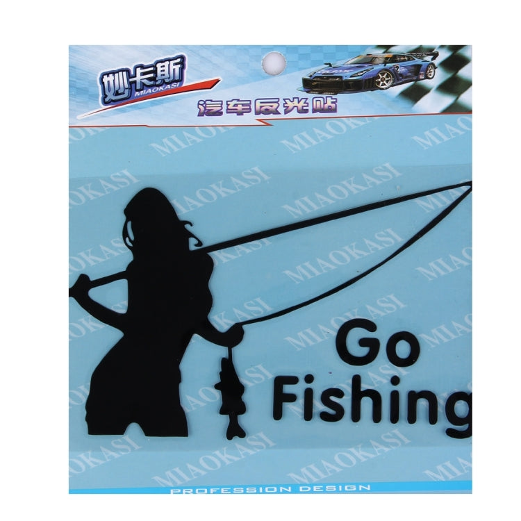 10 PCS Beauty Go Fishing Styling Reflective Car Sticker, Size: 14cm x 8.5cm(Black) - Decorative Sticker by PMC Jewellery | Online Shopping South Africa | PMC Jewellery | Buy Now Pay Later Mobicred