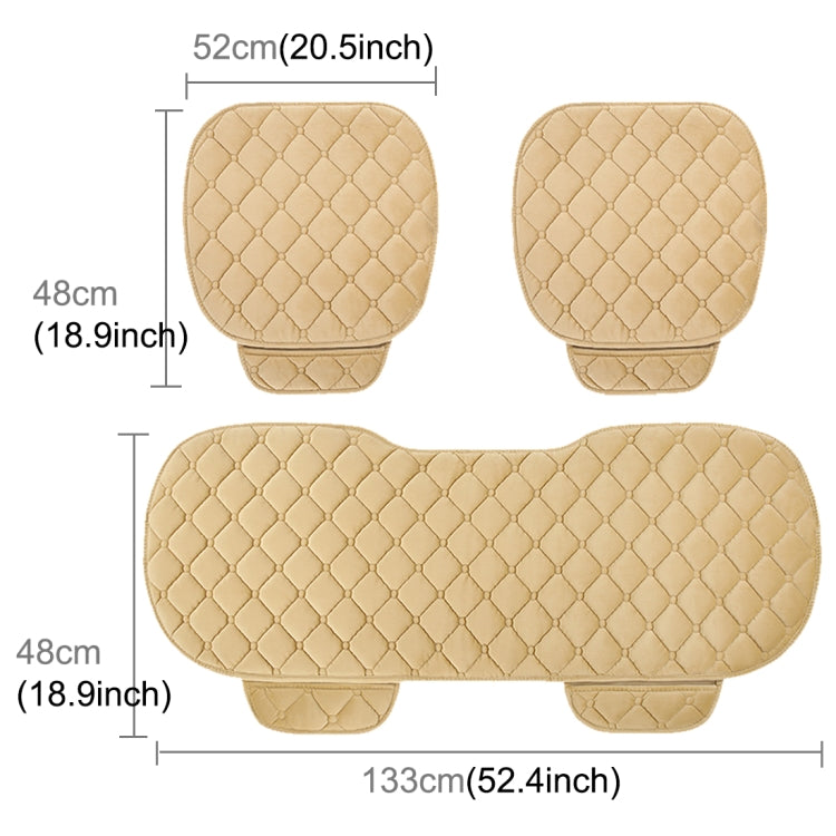 3 PCS / Set Luxurious Warm Car Seat Cover Cushion Universal Front Back Seat Covers Car Non-slip Chair Pad Warm Car Mats No Back Plush Cushion(Khaki) - Seat Accessories by PMC Jewellery | Online Shopping South Africa | PMC Jewellery | Buy Now Pay Later Mobicred