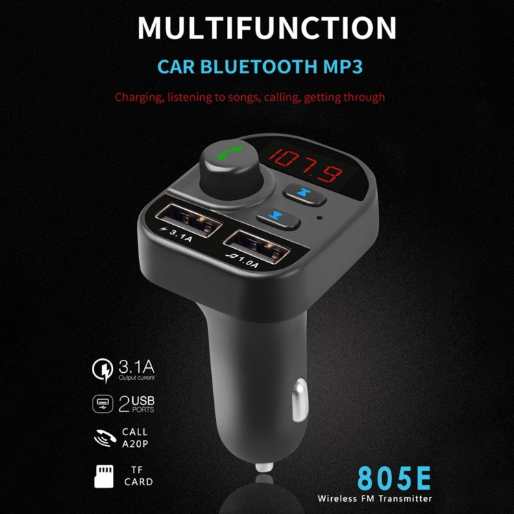 805E Dual USB Charging Bluetooth FM Transmitter MP3 Music Player Car Kit, Support Hands-Free Call  & Read TF Card / U Disk Music(Black) - Bluetooth Car Kits by PMC Jewellery | Online Shopping South Africa | PMC Jewellery | Buy Now Pay Later Mobicred