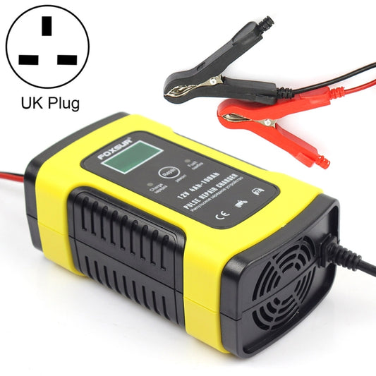 12V 6A Intelligent Universal Battery Charger for Car Motorcycle, Length: 55cm, UK Plug(Yellow) - Battery Charger by FOXSUR | Online Shopping South Africa | PMC Jewellery | Buy Now Pay Later Mobicred