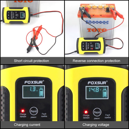 12V 6A Intelligent Universal Battery Charger for Car Motorcycle, Length: 55cm, UK Plug(Yellow) - Battery Charger by FOXSUR | Online Shopping South Africa | PMC Jewellery | Buy Now Pay Later Mobicred