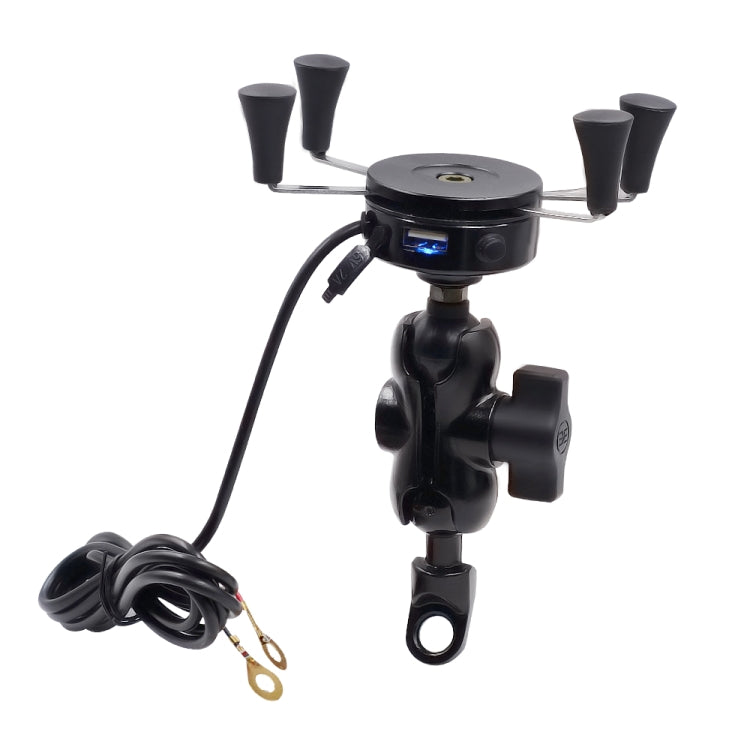 Motorcycle X Shape Aluminum Alloy Phone Bracket 5V 2.1A Phone Charger - Battery Charger by PMC TechLife | Online Shopping South Africa | PMC TechLife | Buy Now Pay Later Mobicred