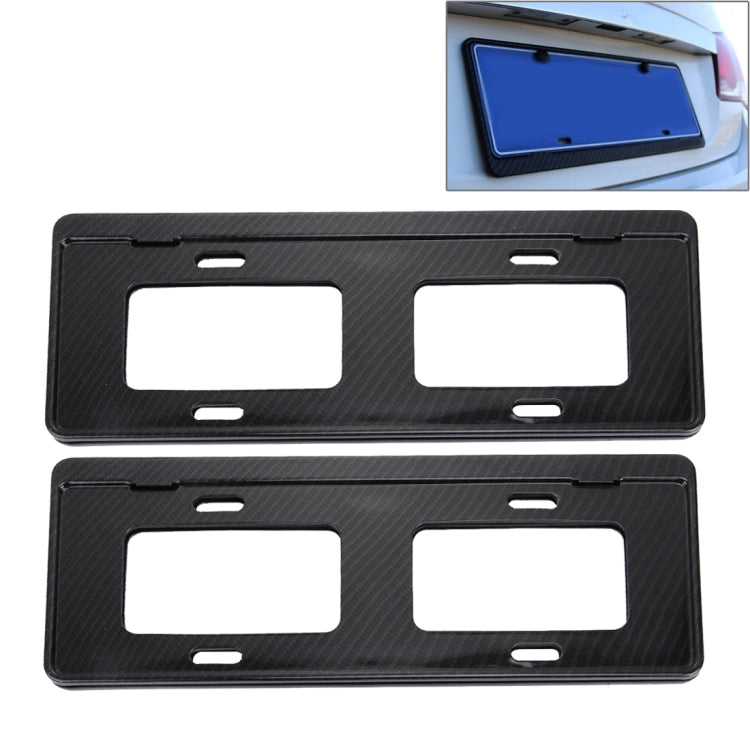 2 PCS Car License Plate Carbon Fiber Bracket Frame Holder Stand Mount(Black) - License Plate Covers & Frames by PMC TechLife | Online Shopping South Africa | PMC TechLife | Buy Now Pay Later Mobicred