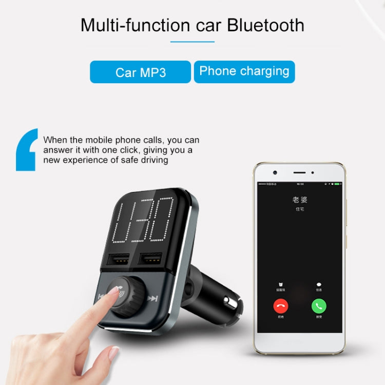 BT72 Dual USB Charging Smart Bluetooth FM Transmitter MP3 Music Player Car Kit with 1.5 inch White Display Screen, Support Bluetooth Call, TF Card & U Disk - Bluetooth Car Kits by PMC Jewellery | Online Shopping South Africa | PMC Jewellery | Buy Now Pay Later Mobicred