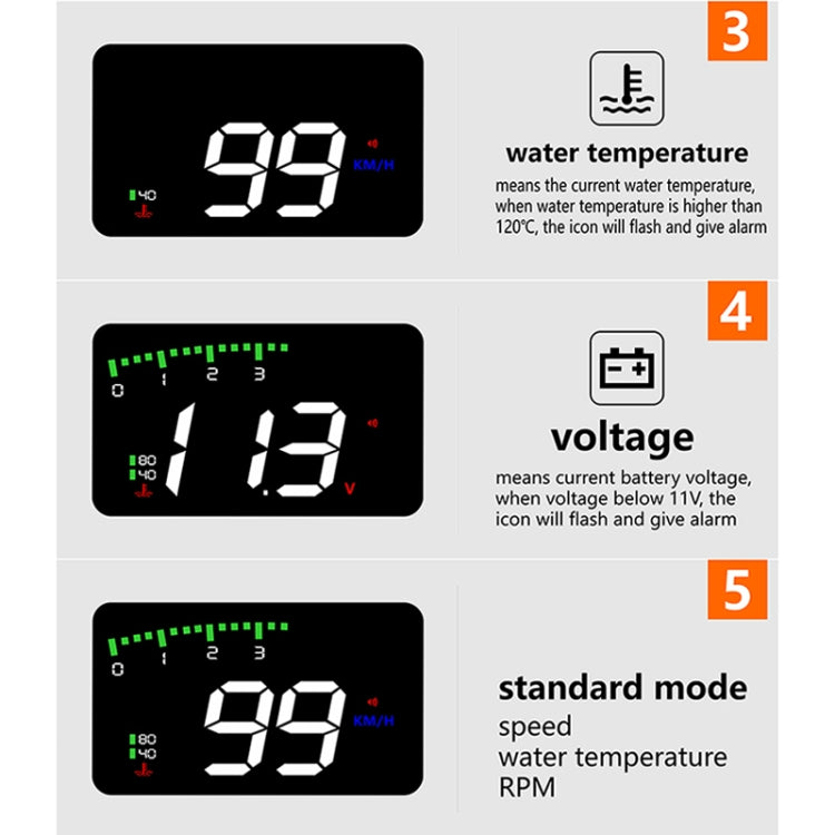 A900 OBD2 3.5 inch Vehicle-mounted Head Up Display Security System, Support Car Speed / Engine Revolving Speed Display / Water Temperature / Voltage / Driving Mileage - Head Up Display System by PMC Jewellery | Online Shopping South Africa | PMC Jewellery | Buy Now Pay Later Mobicred