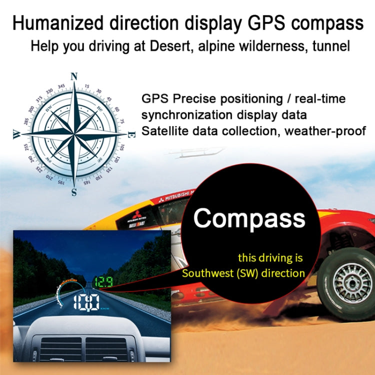 Q5 GPS 4 inch Vehicle-mounted Head Up Display Security System, Support Running Speed & Direction & Distance / Driving Kilometres / - Head Up Display System by PMC Jewellery | Online Shopping South Africa | PMC Jewellery | Buy Now Pay Later Mobicred