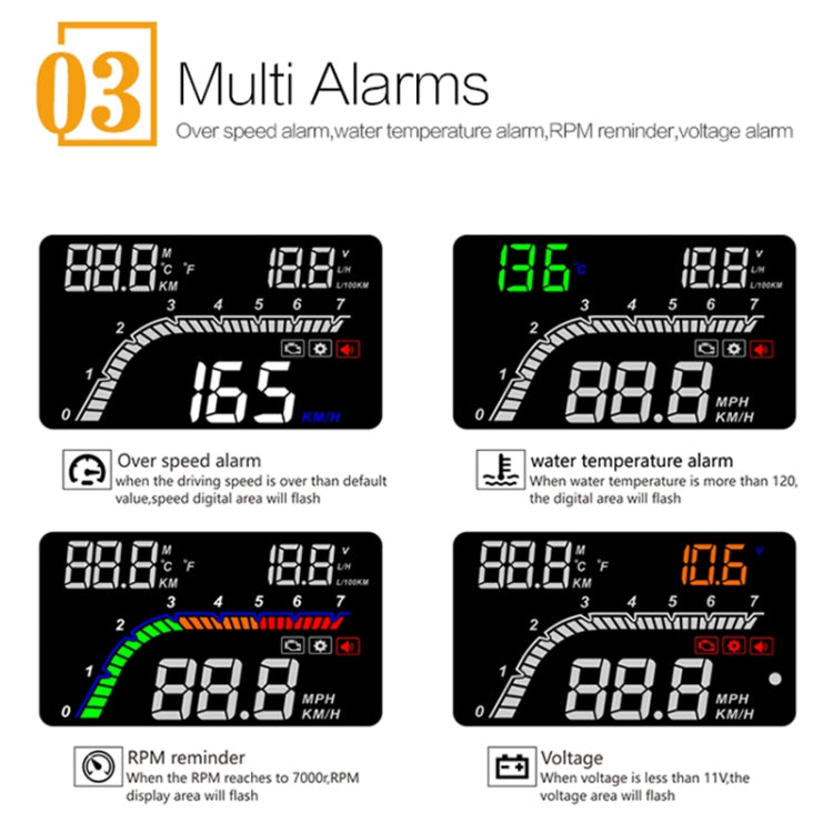 T100 OBD2 4 inch Vehicle-mounted Head Up Display Security System, Support Car Speed / Engine Revolving Speed Display / Instantaneous Fuel Consumption / Detection and Elimination Fault Code - Head Up Display System by PMC Jewellery | Online Shopping South Africa | PMC Jewellery | Buy Now Pay Later Mobicred