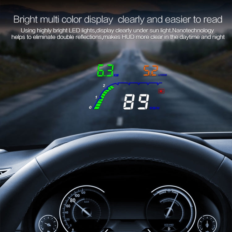 T100 OBD2 4 inch Vehicle-mounted Head Up Display Security System, Support Car Speed / Engine Revolving Speed Display / Instantaneous Fuel Consumption / Detection and Elimination Fault Code - Head Up Display System by PMC Jewellery | Online Shopping South Africa | PMC Jewellery | Buy Now Pay Later Mobicred