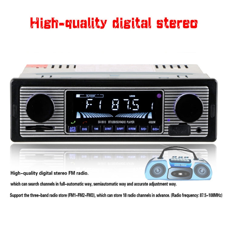 SX-5513 Car Stereo Radio MP3 Audio Player Support Bluetooth Hand-free Calling / FM / USB / SD (Not Included Any Memory Card) - Car MP3 & MP4 & MP5 by PMC Jewellery | Online Shopping South Africa | PMC Jewellery | Buy Now Pay Later Mobicred