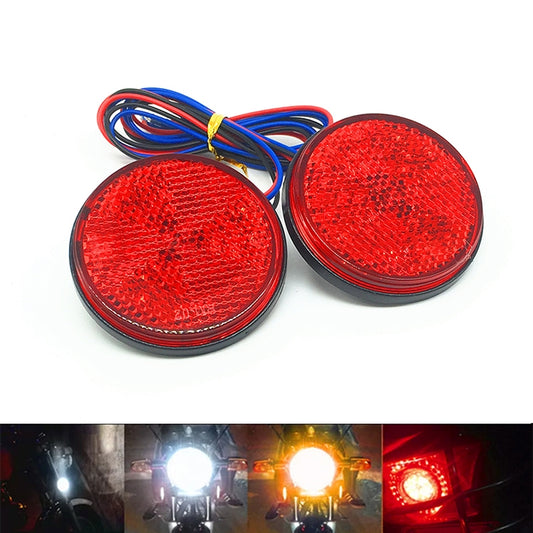 2 PCS Motorcycle Trailer Truck DC 12-15V Wired 24-LED Indicator Lamp Reflector Round Marker Tail Light, Light Color:Red (Steady + Flash Lighting)(Red) - Signal Lights by PMC Jewellery | Online Shopping South Africa | PMC Jewellery | Buy Now Pay Later Mobicred