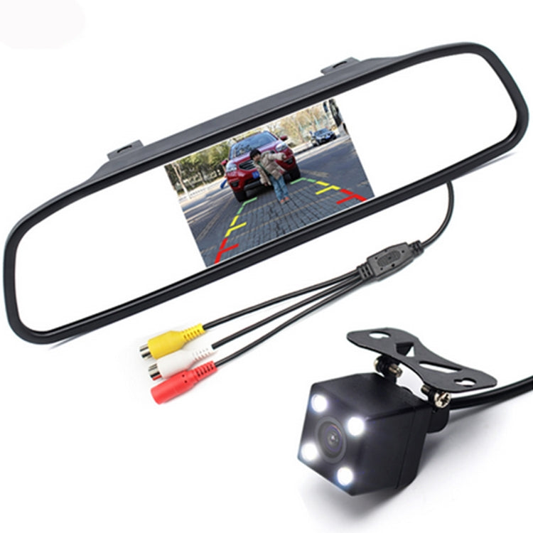 PZ603 Car Video Monitor HD Auto Parking LED Night Vision CCD Reverse Rear View Camera with 4.3 inch Car Rear View Mirror - Rear View Cameras by PMC Jewellery | Online Shopping South Africa | PMC Jewellery | Buy Now Pay Later Mobicred