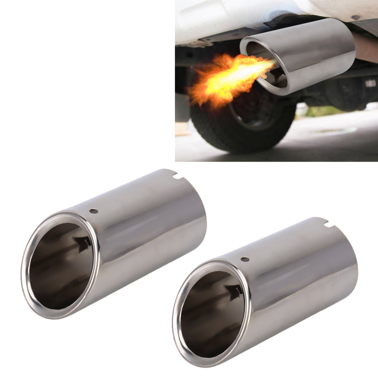 2 PCS Car Styling Stainless Steel Exhaust Tail Muffler Tip Pipe for VW Volkswagen 1.8T/2T Swept Volume, Audi A1/A3/A4L/Q3/Q5(Silver) - Exhaust Pipes by PMC Jewellery | Online Shopping South Africa | PMC Jewellery