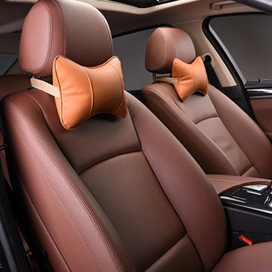 2 PCS MLC-06 Car Neck Pillow Soft Version Lovely Breathe Car Auto Head Neck Rest Cushion Headrest Pillow Pad (Brown) - Seat Accessories by PMC Jewellery | Online Shopping South Africa | PMC Jewellery | Buy Now Pay Later Mobicred