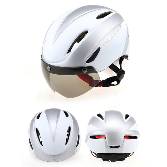 Base Camp Colorful Men and Women Road Mountain Bike Magnetic Goggles Helmets Riding Safety Helmet Head Circumference Fit for 56-62cm(Silver) - Protective Helmet & Masks by PMC Jewellery | Online Shopping South Africa | PMC Jewellery | Buy Now Pay Later Mobicred