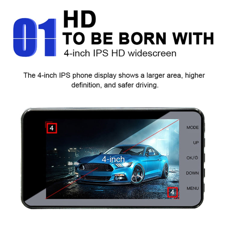 J20-1 2.5D 4 inch 170 Degrees Wide Angle Full HD 1080P Video Car DVR, Support TF Card / Motion Detection / Loop Recording - Car DVRs by PMC Jewellery | Online Shopping South Africa | PMC Jewellery | Buy Now Pay Later Mobicred