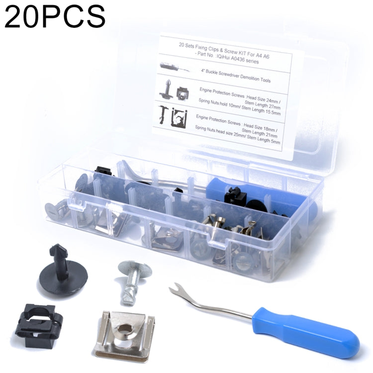 20 Sets Under Engine / Gearbox Cover Fixing Fitting Clips & Screw Kit for Audi / Volkswagen - Nuts & Bolts by PMC Jewellery | Online Shopping South Africa | PMC Jewellery