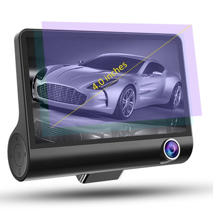 4.0 inch IPS Screen 5.0 Mega Pixels 170 Degrees Wide Angle Full HD 1080P 3 Channels Video Car DVR, Support Night Vision Fill Light / Reversing Visual / TF Card(32GB Max) / G-sensor / Motion Detection - Car DVRs by PMC Jewellery | Online Shopping South Africa | PMC Jewellery | Buy Now Pay Later Mobicred