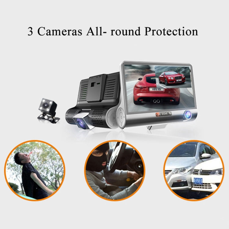 4.0 inch IPS Screen 5.0 Mega Pixels 170 Degrees Wide Angle Full HD 1080P 3 Channels Video Car DVR, Support Night Vision Fill Light / Reversing Visual / TF Card(32GB Max) / G-sensor / Motion Detection - Car DVRs by PMC Jewellery | Online Shopping South Africa | PMC Jewellery | Buy Now Pay Later Mobicred