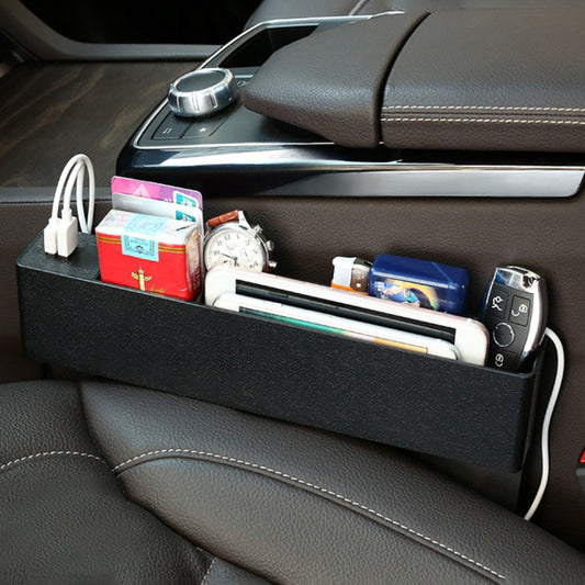 Universal Car Multi-functional Charger Console Side Pocket Seat Gap Side Storage Box, with 2 USB Ports(Black) - Stowing Tidying by PMC Jewellery | Online Shopping South Africa | PMC Jewellery | Buy Now Pay Later Mobicred