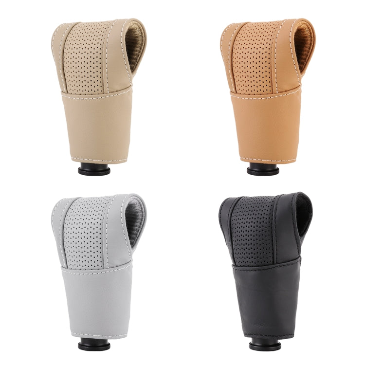Universal Nonslip Breathable Genuine Leather Car Gear Shift Knob Cover(Grey) - Shift Knob by PMC TechLife | Online Shopping South Africa | PMC TechLife | Buy Now Pay Later Mobicred