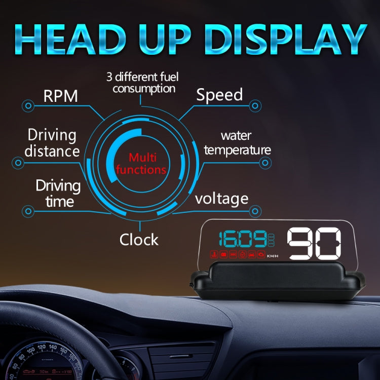 C500 Car HUD Virtual HD Projection Head-up Display, With Adjustable Reflection Board, Speed & RPM & Water Temperature & Oil Consumption & Driving Distance / Time & Voltage Display, Over Speed Alarm, Connect OBD2 Interface(White) - Head Up Display System by PMC Jewellery | Online Shopping South Africa | PMC Jewellery | Buy Now Pay Later Mobicred