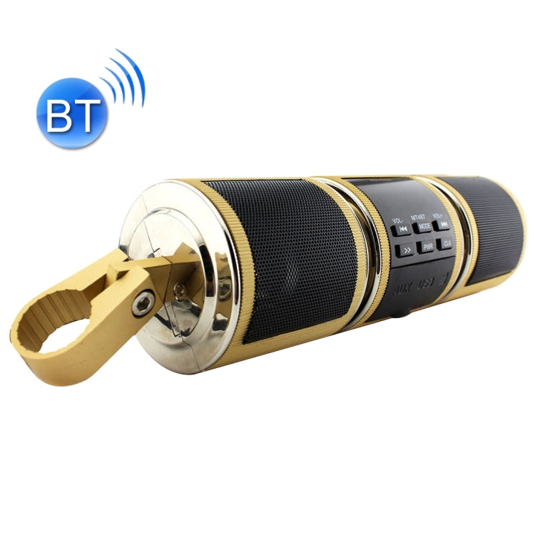 Motorcycle Waterproof Aluminum Shell Bluetooth Handle Stereo Speaker, Support BT/MP3/FM/TF(Gold) - Electrical Instruments by PMC TechLife | Online Shopping South Africa | PMC TechLife | Buy Now Pay Later Mobicred