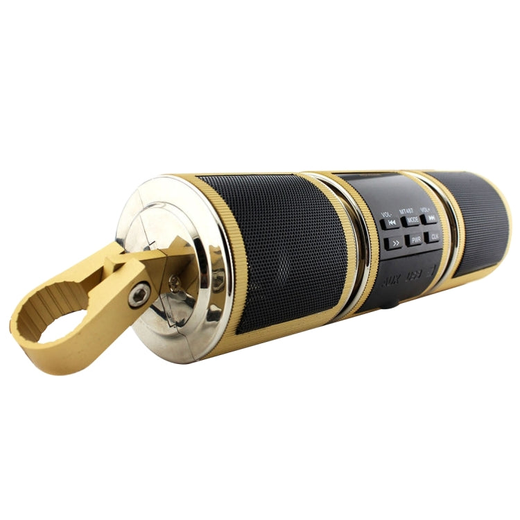 Motorcycle Waterproof Aluminum Shell Bluetooth Handle Stereo Speaker, Support BT/MP3/FM/TF(Gold) - Electrical Instruments by PMC TechLife | Online Shopping South Africa | PMC TechLife | Buy Now Pay Later Mobicred