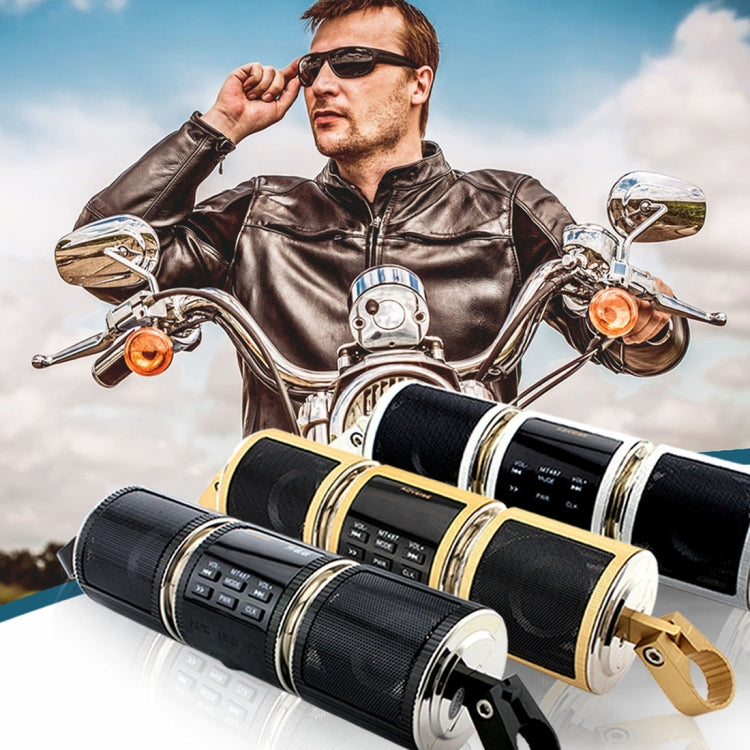 Motorcycle Waterproof Aluminum Shell Bluetooth Handle Stereo Speaker, Support BT/MP3/FM/TF(Gold) - Electrical Instruments by PMC TechLife | Online Shopping South Africa | PMC TechLife | Buy Now Pay Later Mobicred