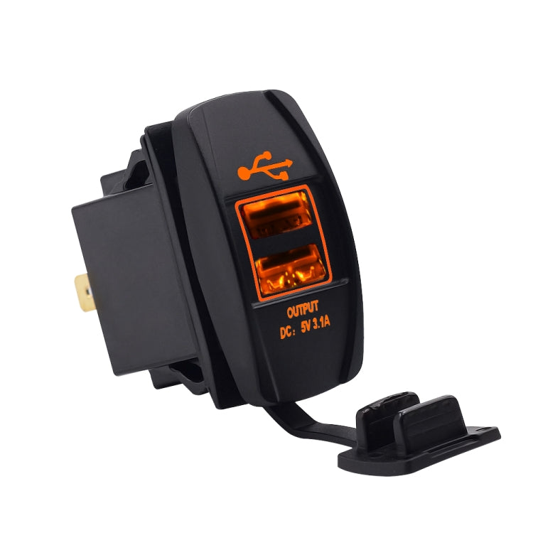 Car Waterproof Dual USB Charger DC12-24V 3.1A, with LED Indicator Light(Orange Light) - DIY Modified Charger by PMC Jewellery | Online Shopping South Africa | PMC Jewellery | Buy Now Pay Later Mobicred