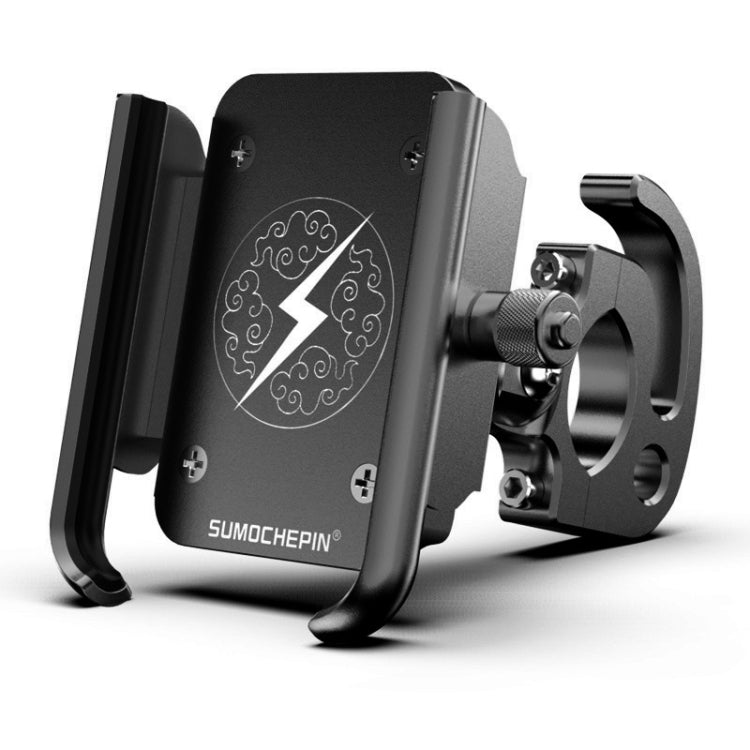 Motorcycle Aluminum Alloy Mobile Phone Bracket with Hook, Suitable for 4-6.5 inch Phones(Black) - Holder by PMC Jewellery | Online Shopping South Africa | PMC Jewellery | Buy Now Pay Later Mobicred