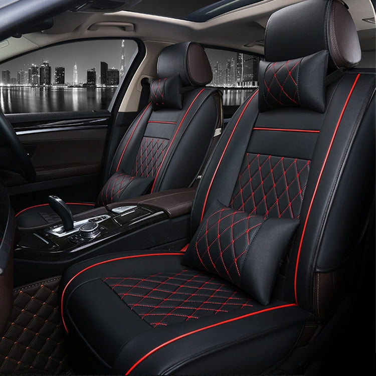 Car Leather Full Coverage Seat Cushion Cover, Luxury Version,Only One Front Seat(Black Red) - Seat Accessories by PMC Jewellery | Online Shopping South Africa | PMC Jewellery | Buy Now Pay Later Mobicred