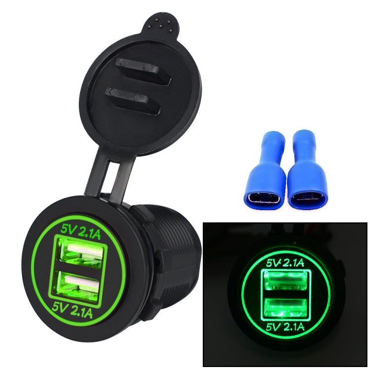 Universal Car Charger 2 Port Power Socket Power Dual USB Charger 5V 4.2A IP66 with Aperture(Green Light) - DIY Modified Charger by PMC Jewellery | Online Shopping South Africa | PMC Jewellery | Buy Now Pay Later Mobicred