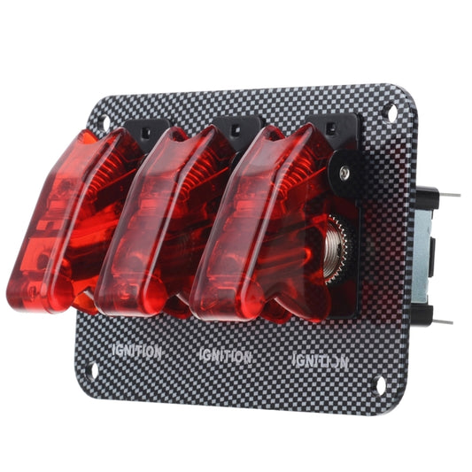 Jtron DV 12V Carbon Fiber Surface Panel Car Toggle Switch with Red LED Indicator(Red) - Car Switches by PMC Jewellery | Online Shopping South Africa | PMC Jewellery | Buy Now Pay Later Mobicred