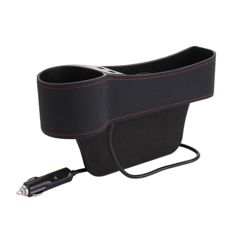 Car Multi-functional Driver Seat Console PU Leather Box Cigarette Lighter Charging Pocket Cup Holder Seat Gap Side Storage Box(Black) - Stowing Tidying by PMC Jewellery | Online Shopping South Africa | PMC Jewellery | Buy Now Pay Later Mobicred