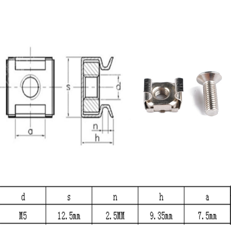 50 Sets M5 Square Hole Hardware Cage Nuts & Mounting Screws Washers for Server Rack and Cabinet (M5 x 16mm) - Nuts & Bolts by PMC Jewellery | Online Shopping South Africa | PMC Jewellery | Buy Now Pay Later Mobicred