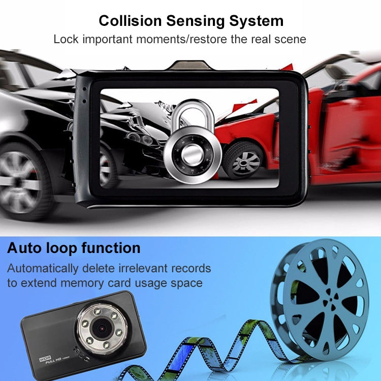 T638+ Car DVR USB Hidden Dual-lens Driving Recorder HD Reversing Video Monitor - Car DVRs by PMC Jewellery | Online Shopping South Africa | PMC Jewellery | Buy Now Pay Later Mobicred