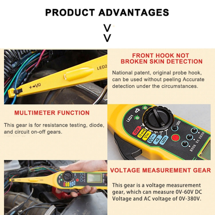 MS8211 Car Electric Circuit Tester (Yellow) - Electronic Test by PMC Jewellery | Online Shopping South Africa | PMC Jewellery | Buy Now Pay Later Mobicred