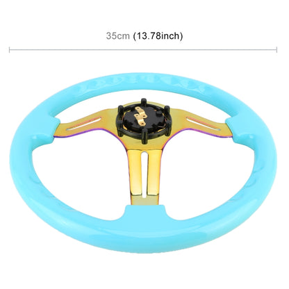 Car Colorful Modified Racing Sport Horn Button Steering Wheel, Diameter: 35cm(Sky Blue) - Steering Wheel Accessories by PMC Jewellery | Online Shopping South Africa | PMC Jewellery | Buy Now Pay Later Mobicred