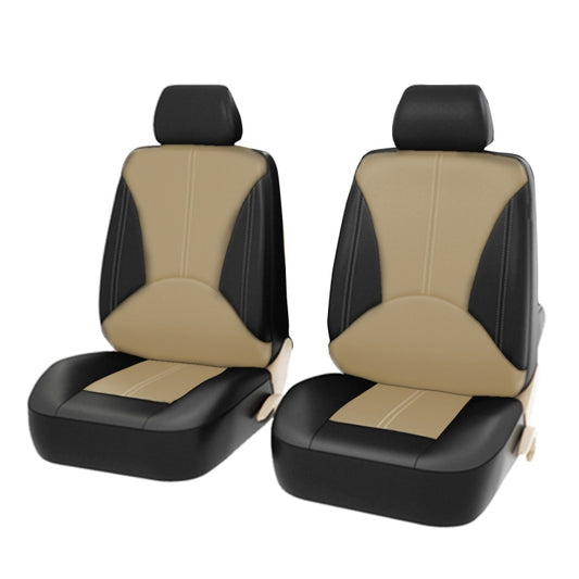 4 in 1 Universal PU Leather Four Seasons Anti-Slippery Front Seat Cover Cushion Mat Set for 2 Seat Car(Beige) - Seat Accessories by PMC Jewellery | Online Shopping South Africa | PMC Jewellery | Buy Now Pay Later Mobicred