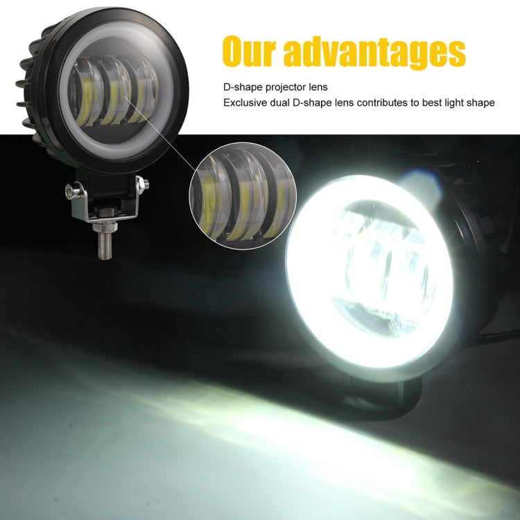 2 PCS Car 4 inch Round Spotlight Work Light with Angel Eyes (White Light) - Work Lights by PMC Jewellery | Online Shopping South Africa | PMC Jewellery | Buy Now Pay Later Mobicred