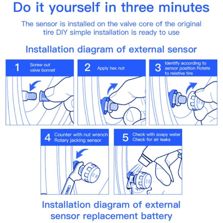 Universal Motorcycle Wireless High Precision Solar Energy TPMS Tire Pressure Alarm System External Tire Monitor - Electrical System by PMC TechLife | Online Shopping South Africa | PMC TechLife | Buy Now Pay Later Mobicred