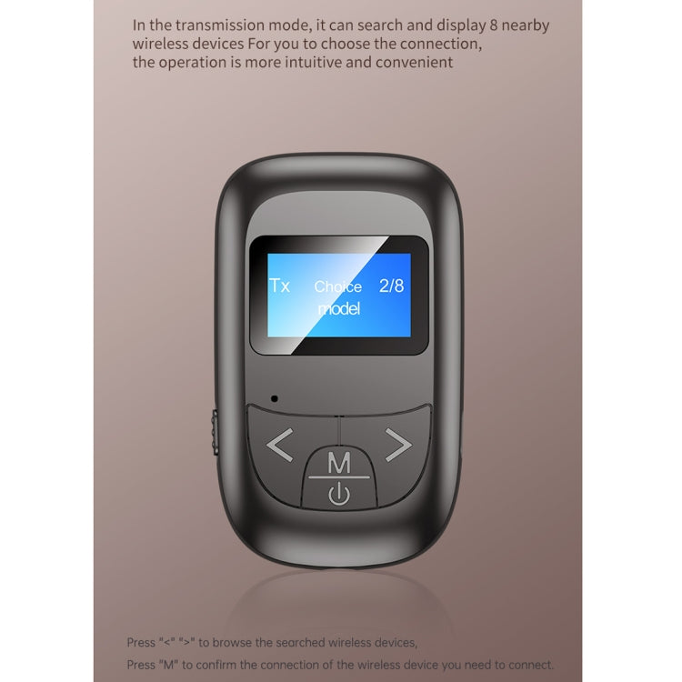 T-14 Bluetooth 5.0 2 In 1 LCD Digital Display Bluetooth Adapter Receiver Transmitter(Black) - Bluetooth Adapters by PMC TechLife | Online Shopping South Africa | PMC TechLife | Buy Now Pay Later Mobicred