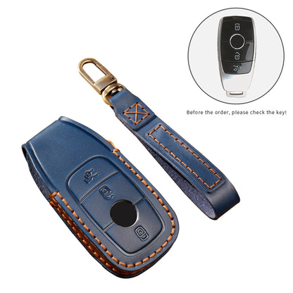 Hallmo Car Cowhide Leather Key Protective Cover Key Case for New Mercedes-Benz E300L(Brown) - Car Key Cases by Hallmo | Online Shopping South Africa | PMC Jewellery | Buy Now Pay Later Mobicred