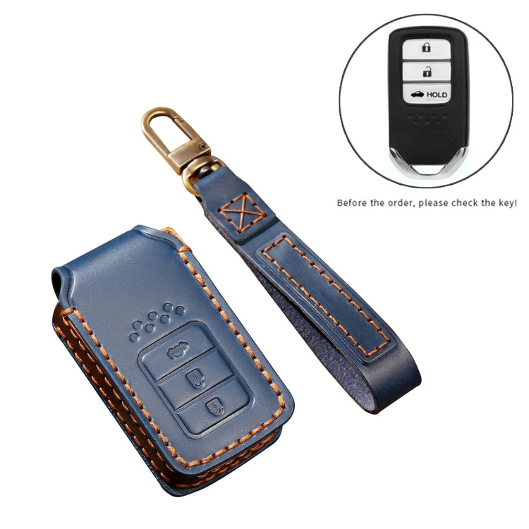 Hallmo Car Cowhide Leather Key Protective Cover Key Case for Honda 3-button Tail Box(Brown) - Car Key Cases by Hallmo | Online Shopping South Africa | PMC TechLife | Buy Now Pay Later Mobicred