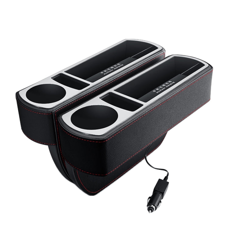 Car Multi-functional Wireless Fast Charge Console PU Leather Box Cup Holder Seat Gap Side Storage Box (Black) - Stowing Tidying by PMC TechLife | Online Shopping South Africa | PMC TechLife | Buy Now Pay Later Mobicred