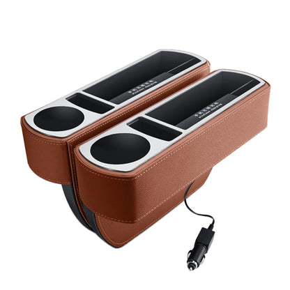 Car Multi-functional Wireless Fast Charge Console PU Leather Box Cup Holder Seat Gap Side Storage Box (Brown) - Stowing Tidying by PMC Jewellery | Online Shopping South Africa | PMC Jewellery | Buy Now Pay Later Mobicred