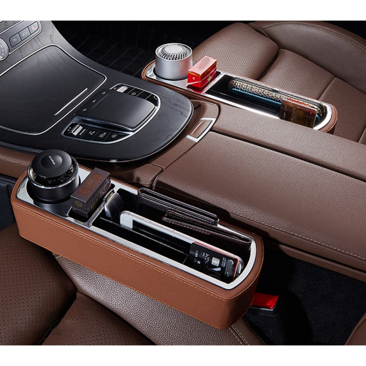 Car Multi-functional Wireless Fast Charge Console PU Leather Box Cup Holder Seat Gap Side Storage Box (Brown) - Stowing Tidying by PMC Jewellery | Online Shopping South Africa | PMC Jewellery | Buy Now Pay Later Mobicred