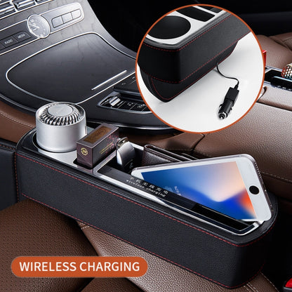 Car Multi-functional Wireless Fast Charge Console PU Leather Box Cup Holder Seat Gap Side Storage Box (Black) - Stowing Tidying by PMC Jewellery | Online Shopping South Africa | PMC Jewellery | Buy Now Pay Later Mobicred