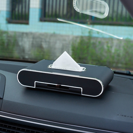 Car Dashboard Diamond Paper Towel Box with Temporary Parking Phone Number Card & Phone Holder(Black) - Tissue Boxes by PMC Jewellery | Online Shopping South Africa | PMC Jewellery | Buy Now Pay Later Mobicred